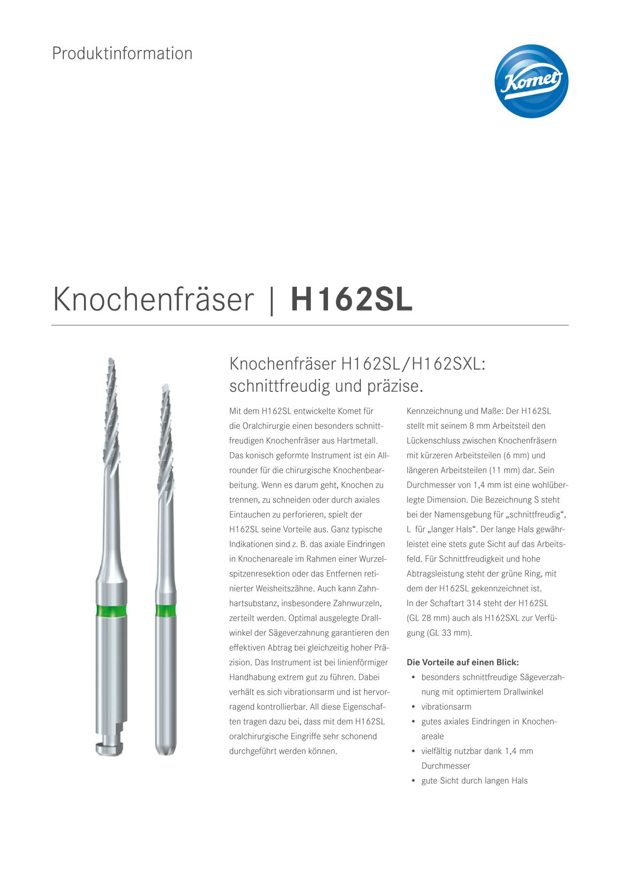 PI Knochenfräser H162SL › Komet Magazin