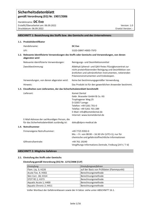 Sicherheitsdatenblätter Archive › Komet Magazin